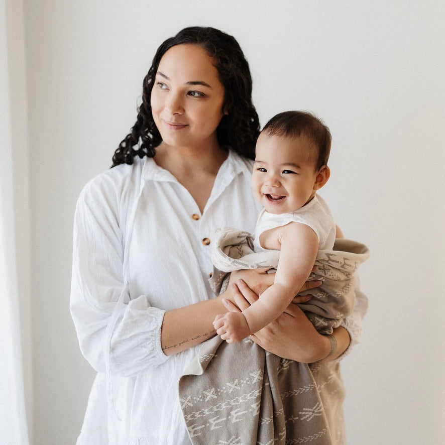 GOTS certified organic cotton, Baby blanket, poly baby blanket, baby, pacific island baby blanket, warm blanket, Neutral Blanket, beige, pram blanket, paraikete, heirloom blanket, organic cotton, woven, pēpi, baby, pepe, samoan baby, tongan baby, cook island baby, niue baby, fiji baby, island baby, nesian baby, polynesian baby, polynesian baby blanket, cultural baby blanket, pacific island baby products