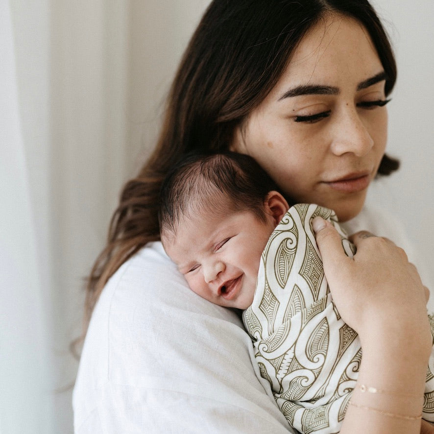 Māori baby, maori, cultural baby, baby wrap, pepe wrap, pēpi wrap, swaddle, feeding cover, nursing cover, shade cloth, baby shade cloth, light baby blanket, bamboo and cotton blend, cultural baby, burp cloth, Māori pēpi wrap