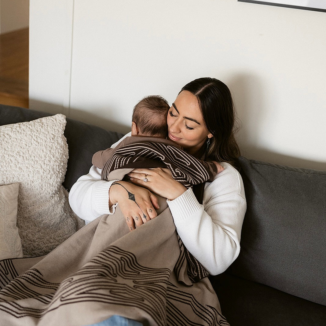 GOTS certified organic cotton, Baby blanket, maori baby blanket, Māori baby, Māori baby blanket, warm blanket, Neutral Blanket, beige, pram blanket, paraikete, heirloom blanket, organic cotton, woven, pēpi, baby, pepe, brown blanket, brown baby blanket, māori