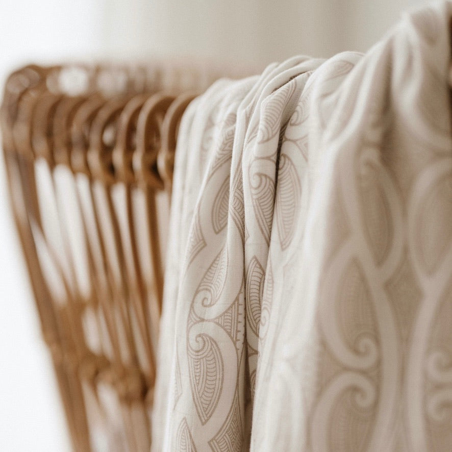 Māori baby, maori, cultural baby, baby wrap, pepe wrap, pēpi wrap, swaddle, feeding cover, nursing cover, shade cloth, baby shade cloth, light baby blanket, bamboo and cotton blend, cultural baby, burp cloth, Māori pēpi wrap