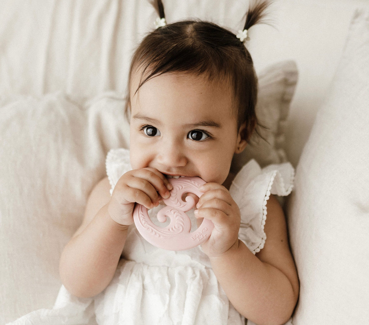 koru, baby toy, koru teether, Teether, Baby teether, Maori baby teether, maori teether, easy to hold, food grade silicone, bpa free, phthalate free, babies, teething, cultural baby products