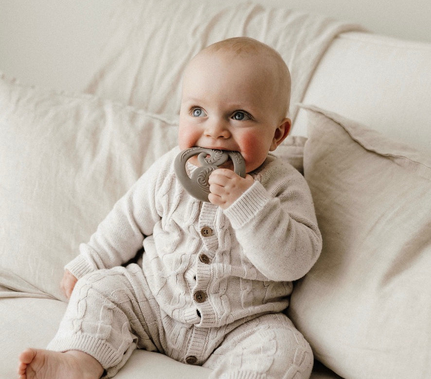 koru, baby toy, koru teether, Teether, Baby teether, Maori baby teether, maori teether, easy to hold, food grade silicone, bpa free, phthalate free, babies, teething, cultural baby products