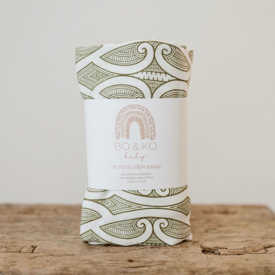 Māori baby, maori, cultural baby, baby wrap, pepe wrap, pēpi wrap, swaddle, feeding cover, nursing cover, shade cloth, baby shade cloth, light baby blanket, bamboo and cotton blend, cultural baby, burp cloth, Māori pēpi wrap