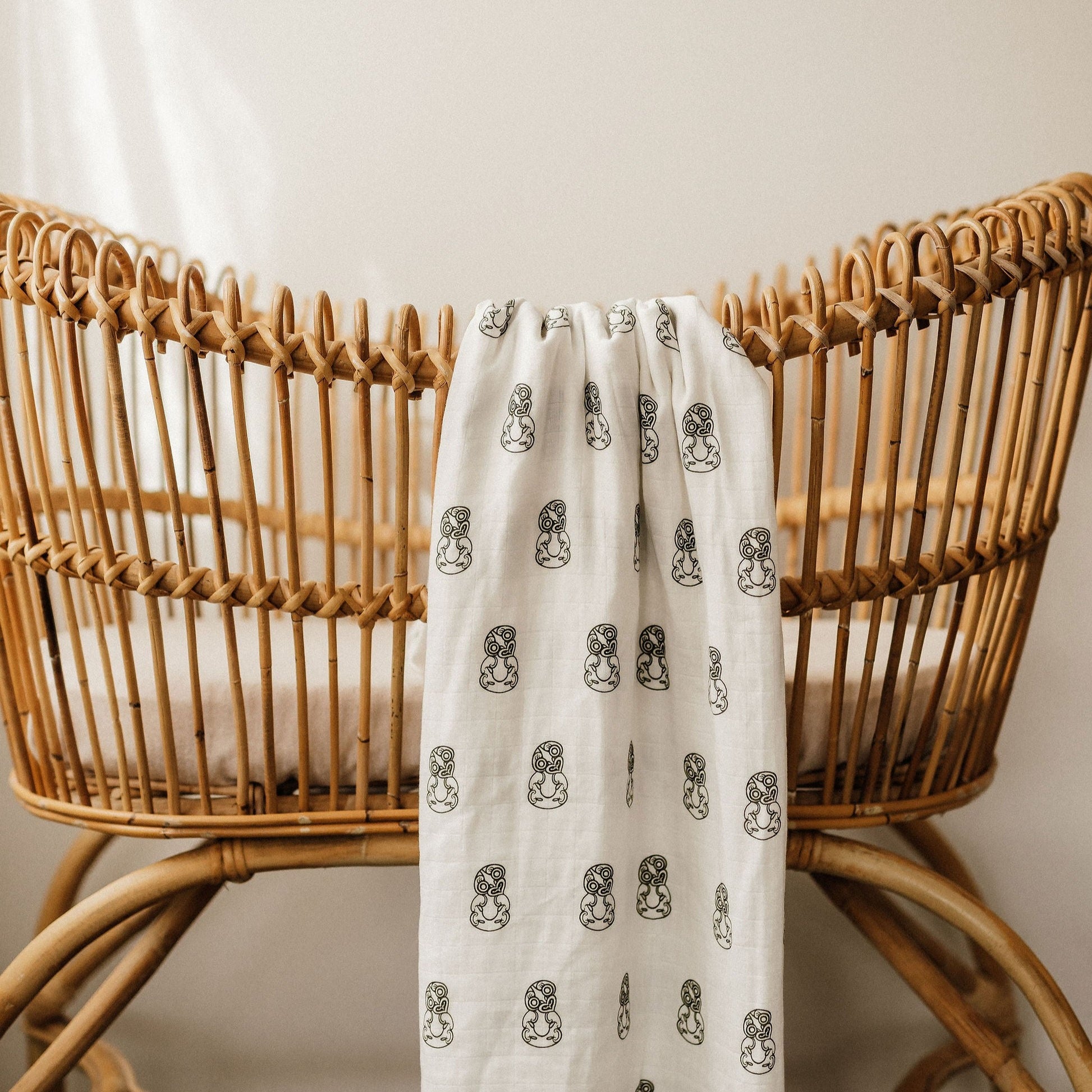 Māori baby, maori, cultural baby, baby wrap, pepe wrap, pēpi wrap, swaddle, feeding cover, nursing cover, shade cloth, baby shade cloth, light baby blanket, bamboo and cotton blend, cultural baby, burp cloth, Māori pēpi wrap, Tiki, Tiki baby