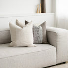 linen cushion, cushion, feather filled, goose feather, duck feather cushion, Māori cushion, Māori decor, home decor, kainga, kãinga, Māori, Maori, home styling, contemporary decor, indigenous decor, flax linen cushion, European flax linen cushion, embroidery, embroided cushion
