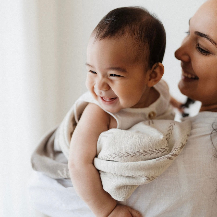 GOTS certified organic cotton, Baby blanket, poly baby blanket, baby, pacific island baby blanket, warm blanket, Neutral Blanket, beige, pram blanket, paraikete, heirloom blanket, organic cotton, woven, pēpi, baby, pepe, samoan baby, tongan baby, cook island baby, niue baby, fiji baby, island baby, nesian baby, polynesian baby, polynesian baby blanket, cultural baby blanket, pacific island baby products
