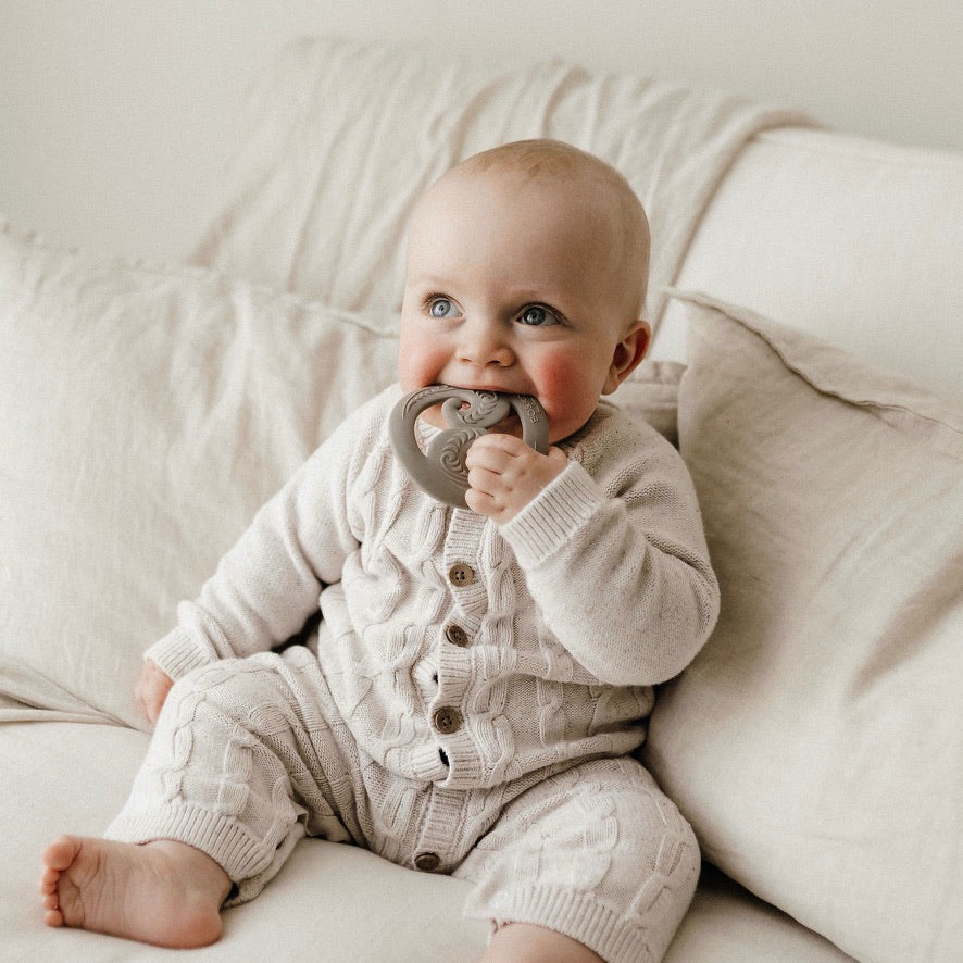 koru, baby toy, koru teether, Teether, Baby teether, Maori baby teether, maori teether, easy to hold, food grade silicone, bpa free, phthalate free, babies, teething, cultural baby products